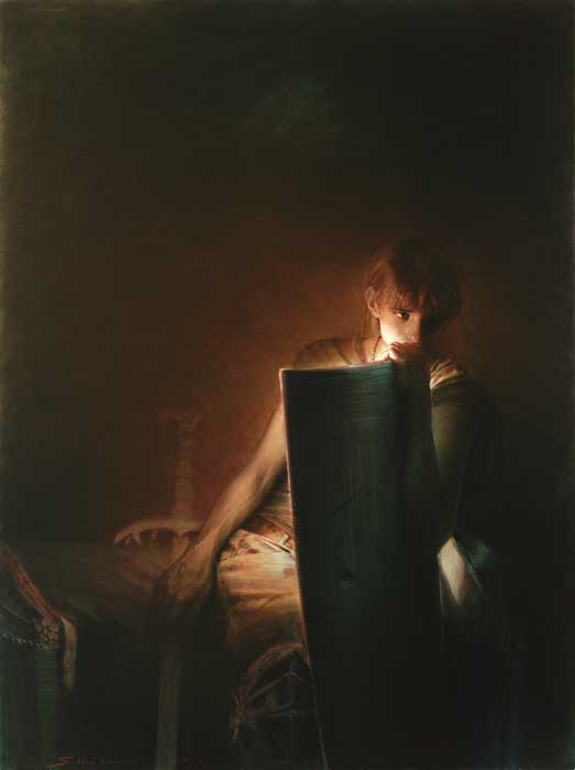 Robert Schoeller Painting: Young Man in Armor, Defender of Dreams Painting TH003